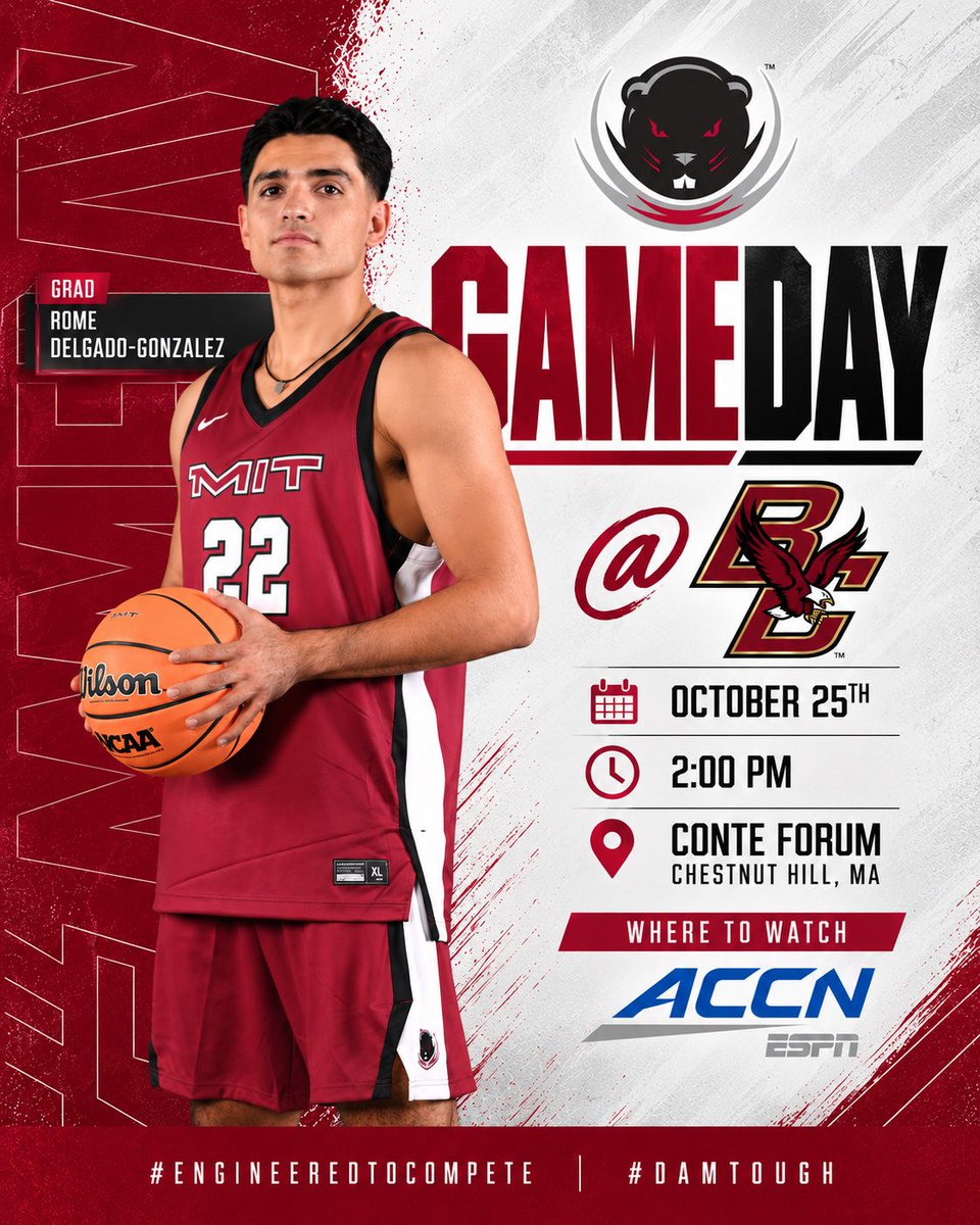MITEngineersMBB's tweet photo. ‼️𝙂𝘼𝙈𝙀 𝘿𝘼𝙔‼️

🆚: Boston College
🗓️: 10/25
⏰: 2PM
🏟️: Conte Forum
📺: ACC Network

@MITAthletics 

#EngineeredToCompete | #DamTough https://t.co/tQM3VSYmVj