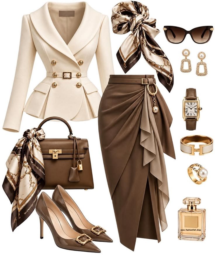 EleganceXstyles's tweet photo. "Dressed for success in shades of beige and chocolate. 🤎" https://t.co/KAVpRlT0T8
