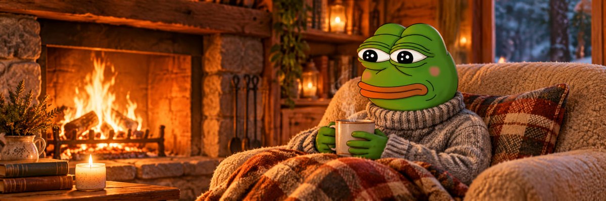 COZYPEPESOL1's tweet photo. The market is freezing. Pepe is not. 🔥

Wool turtleneck on, fire crackling, cocoa still hot. No charts tonight, just vibes.

Grab a blanket and pull up a chair.

$COZYPEPE https://t.co/cw833jZ2YB