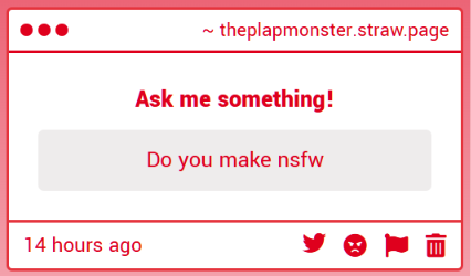 flutterraped's tweet photo. me? flutterraped? also known as plap monster &amp; marerape? make nsfw? There's no way buddy, move along. https://t.co/sNdiU9CFu1
