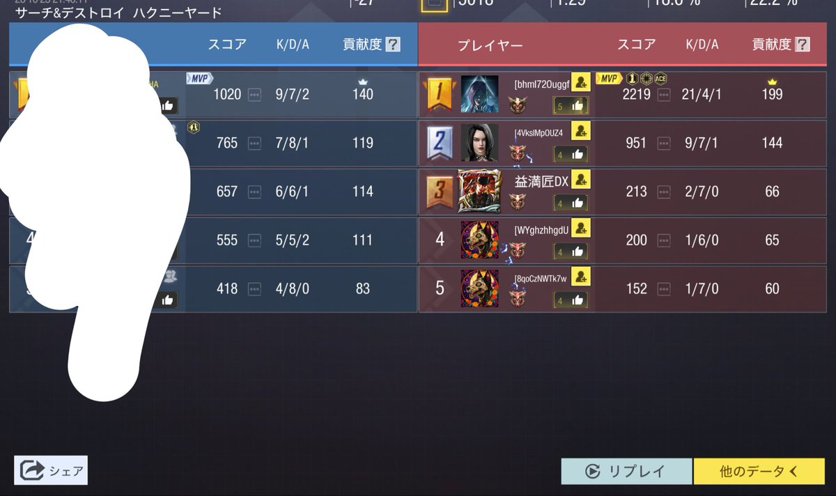 Yokviencod's tweet photo. サーチやらなすぎて分からないけど敵の一位はめっちゃ上手い人？ https://t.co/djzsCrpbB5