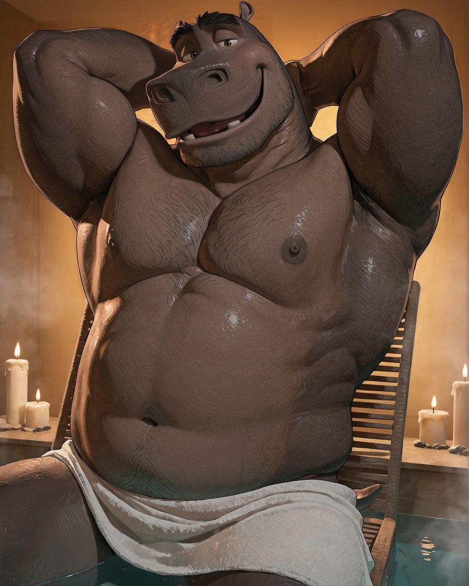 AlphaInkStudio's tweet photo. Hands behind my head, nothing hiding. 🦛 Just how you like it, right?
Big and chunky, and he knows exactly what you're staring at.
Moto Moto likes an audience, so don't be shy.
More angles and the full set are waiting for the pack.
Reply with your move, I read every single one.

#MotoMoto #bara #furry #AIart
.
.
.
.
.
.
.
.
.
.
.
.
.
.
.
.
.
.
.
.
.
.
.
.
.
https://t.co/qFy9j1mo0Y