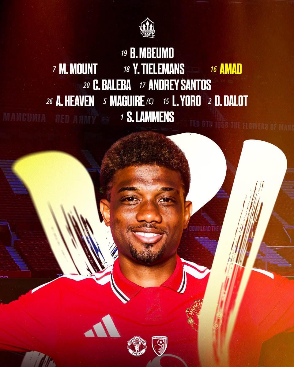 UnitedStandMUFC's tweet photo. 🔴🍒 Today's XI to face Bournemouth!

Thoughts on the team? 👇 https://t.co/sFRrOXsP1C