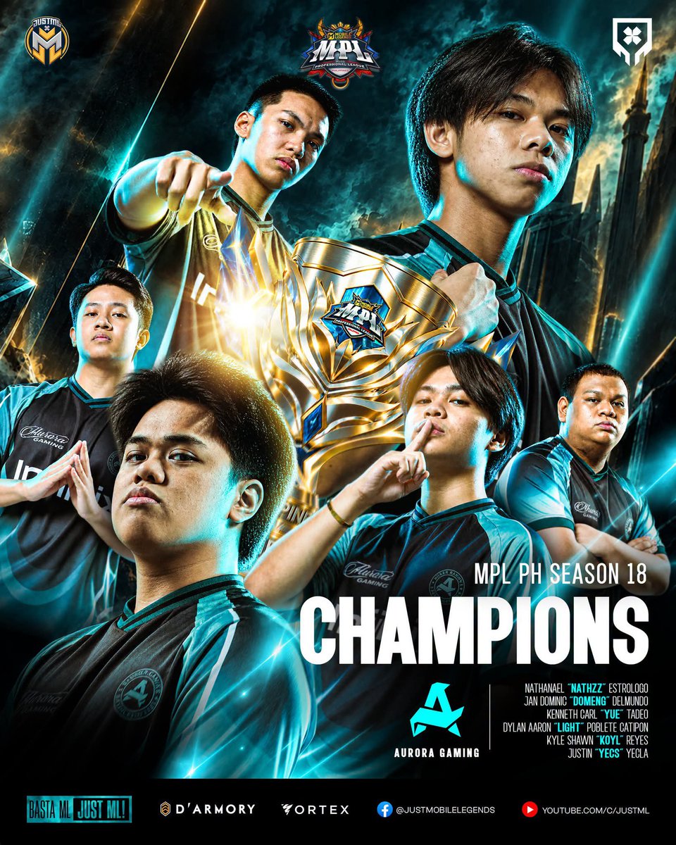 imnotcerberus's tweet photo. AND THERE YOU HAVE IT, Aurora Gaming PH is now the MPL PH S18 champions, after beating Team Falcons PH in a 4-2 lead. Congratulations to Aurora Gaming PH for their first PH Championship in franchise history. What an amazing performance for both of the teams!

#MLBB #MPLPH #MPLPHSeason18