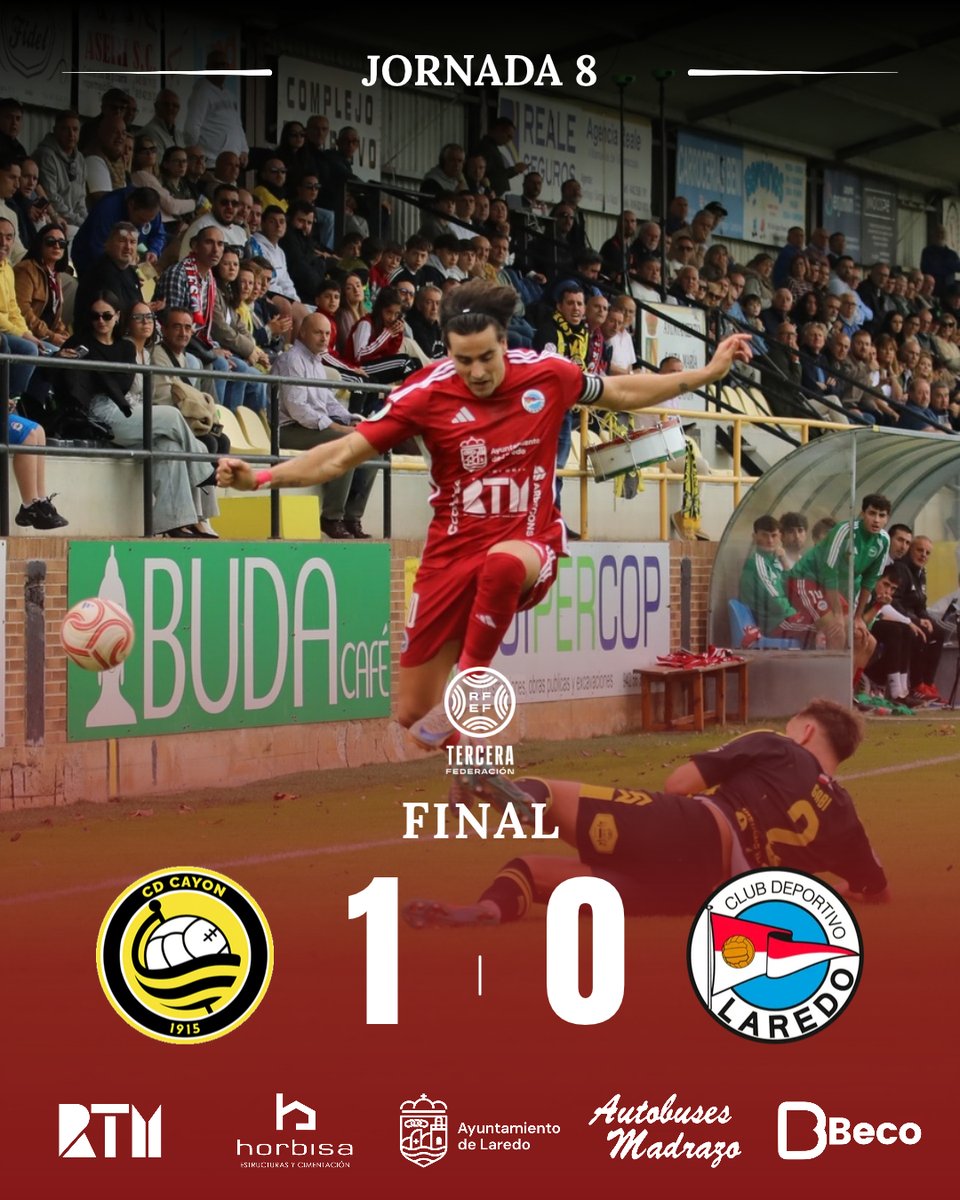 CDLaredo's tweet photo. 🚩 FINAL

Derrota del Charles en un partido que no mereció perder, pero hoy la pólvora no estuvo muy afinada y el Cayón, que defendió de maravilla, se llevó los tres puntos en una jugada afortunada.

#TerceraRFEF #AlRitmoDelCharlestón https://t.co/BEiTgsBnUR