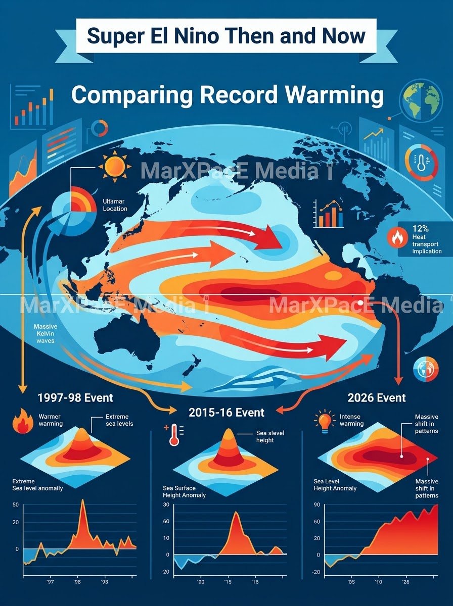 MarXPacE's tweet photo. Super El Niño then and now: How this year's strengthening event compares to historic extremes.
#ElNiño #superelniño #weather #weatheralert #weathercontrol #weathermodification https://t.co/oF6Alb8phF