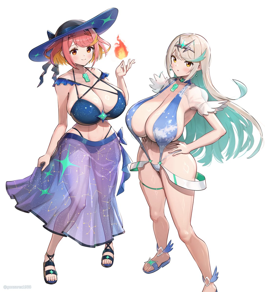 gonzarez1938's tweet photo. 夜空青空水着なホムヒカ https://t.co/FbjIpbX1ZA
