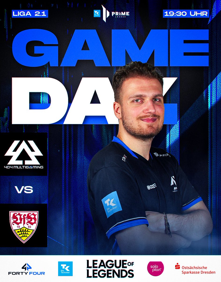 404_Multigaming's tweet photo. Der nächste Spieltag steht an - heute gegen Erstliga-Absteiger #VfBStuttgart. 🔥Vollgas Jungs! 💪

⏰19:30 Uhr, BO3
🆚@VfB_eSports

🔼@ArneWinter6
🔁@Raydiolol
▶️@SunatchiLoL
🔽@Petersen_lol
🛡️@Siegfried_lol

🔴 LIVE auf https://t.co/J5OOQbZ94q

#LIMITSNOTFOUND #404MG #PrimeLeague #Dresden