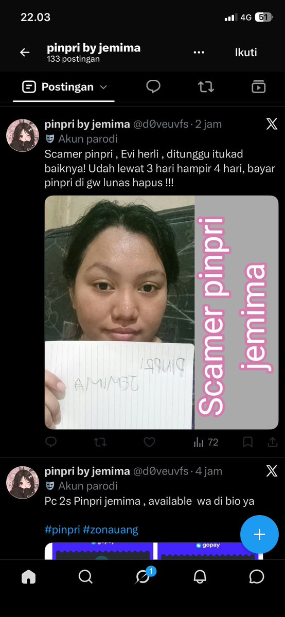 richerriesy's tweet photo. ih takut banget abis ini aku yg diposting, padahal duitku yg dia bawa lari����😣jahat ya orang ini @d0veuvfs #zonauang #pinpri https://t.co/U0gz0MrKlT