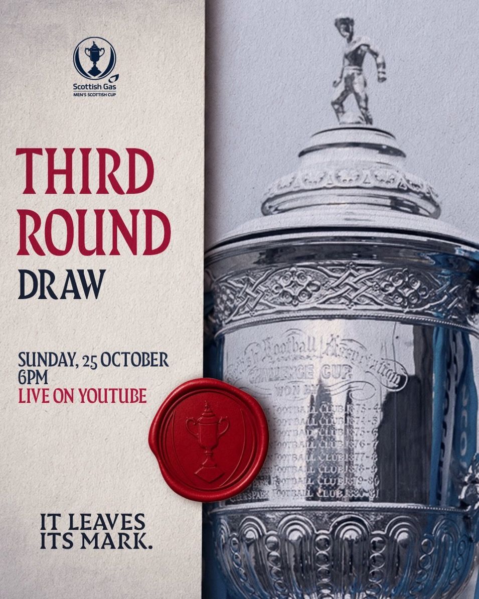 RossCounty's tweet photo. 🏆 The Scottish Gas Scottish Cup Third Round draw takes place tonight at 6pm, live on the Scottish Cup YouTube channel.

The SPFL Championship and League One sides enter the competition, joining the winners of the Second Round ties.

📺 https://t.co/9bIVcEebVj https://t.co/UWDlKmzsdj