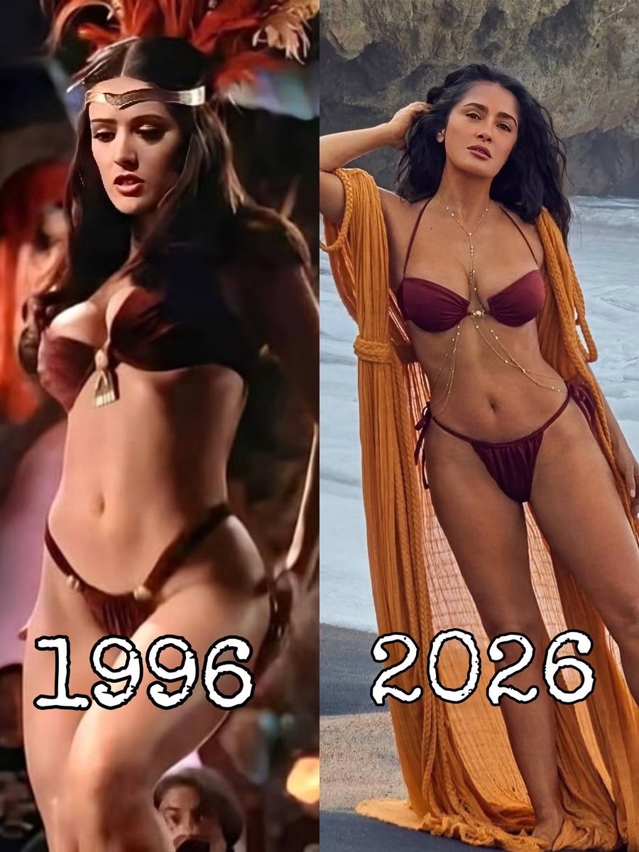 PureSitcoms's tweet photo. From Dusk Till Dawn (1996) Salma Hayek 30 years later!!! 🖤 https://t.co/gJoaGM2Bsz