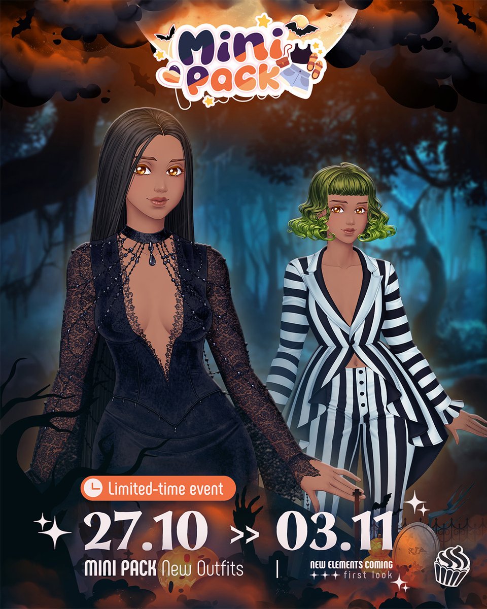 AmourSucre's tweet photo. ✨ Deux Mini-Packs exclusifs et limités font leur apparition durant les Events sur Amour Sucré NewGen !
🕐 Les Mini-Packs d'Halloween sont disponibles du 27/10 jusqu'au 03/11 à 3h00 https://t.co/Q8ajWziRgG