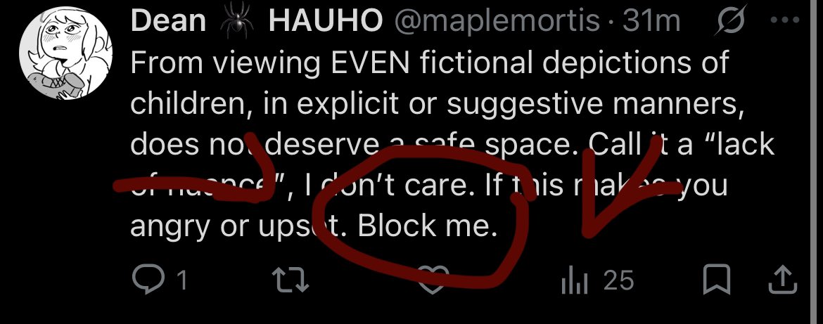 maplemortis's tweet photo. @NuberPuberHuber At least I’m not chronically online enough to live in a fantasy world where animated 9 year olds is a morally fine thing to be into HEYYO! https://t.co/sCiPZF9UEJ