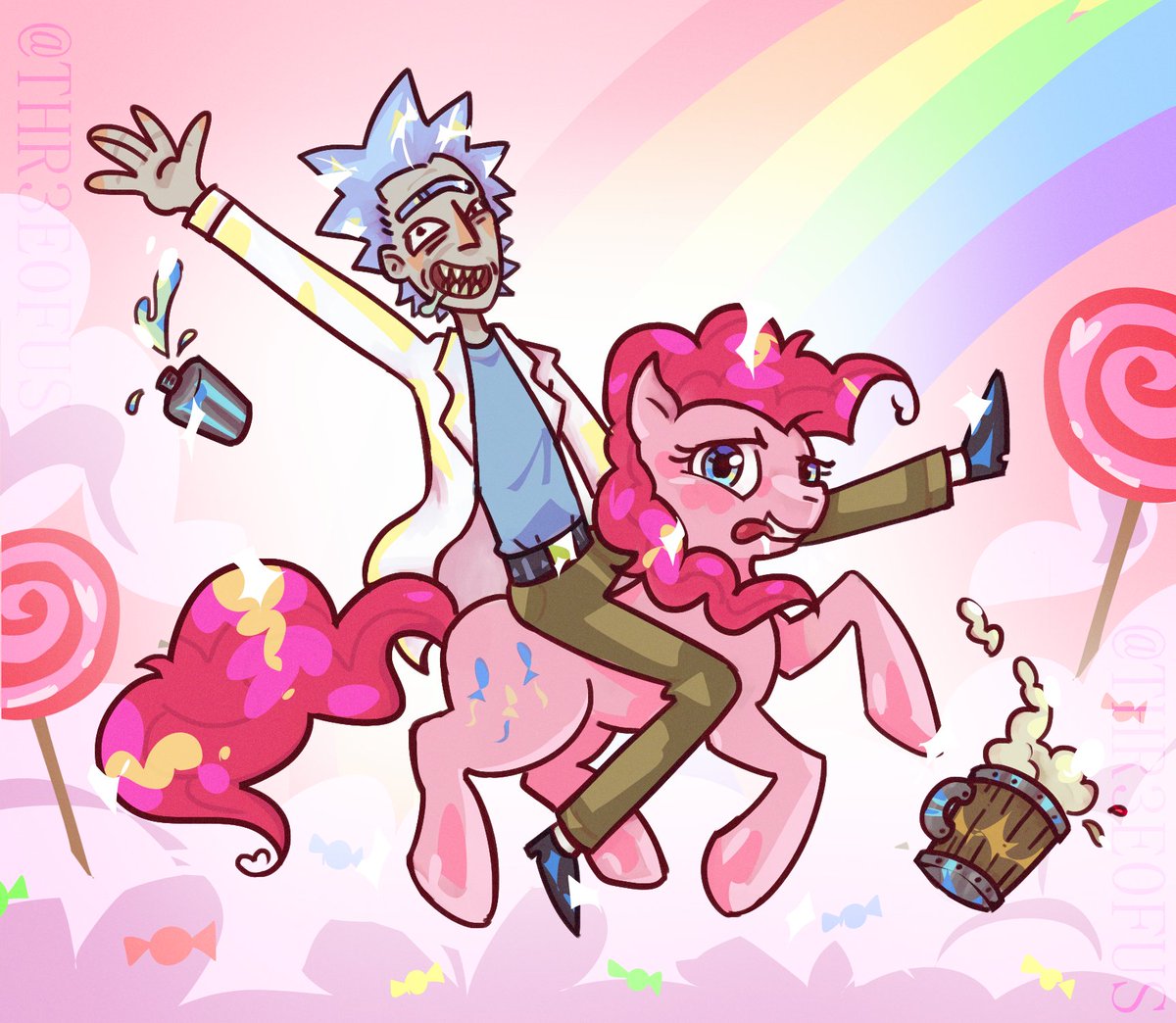 THR3E0FUS's tweet photo. I think this is my best art piece of the year #RICKANDMORTY #MYLITTLEPONY https://t.co/ksfJJRTArX
