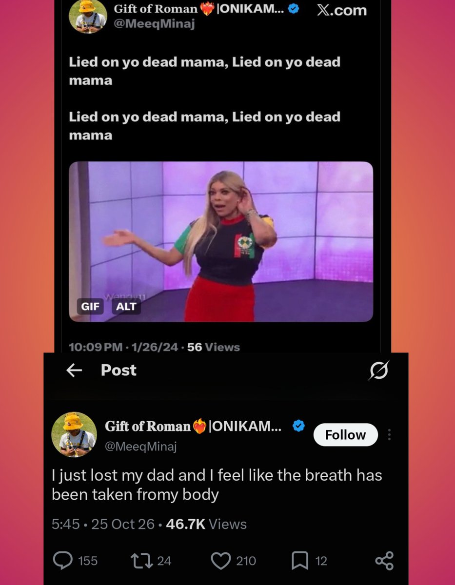 RedMedia_us's tweet photo. Nicki Minaj's fan who mocked Megan Thee Stallion with the death of her mother reveals their father died. 

This is always happening to this fanbase after the mock people going through pain. The universe stays unleashing Karma. https://t.co/MUE08rcRaj
