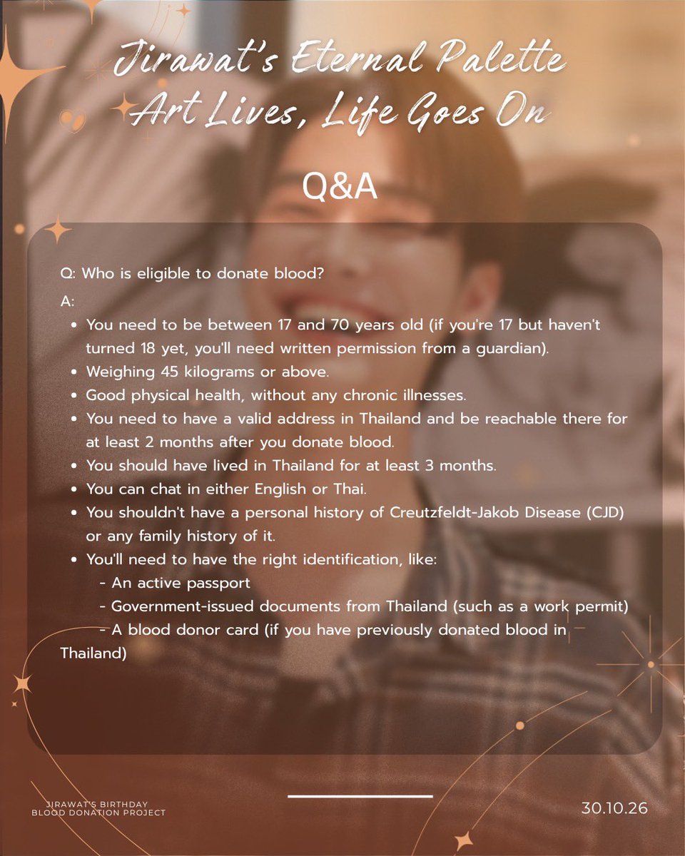 jsubdaybl__d's tweet photo. 「Jirawat’s Eternal Palette: Art Lives, Life Goes On」🎨🩸

For international fan❤️🩸

Here’s information about our project (Eng ver.) 

See ya on October 30

#Dew_jsu #Jirawats_eternalpalette #Dewjsubdayblooddonation #ArtLivesLifeGoesOn_Dew_jsu https://t.co/e8A654vcDv