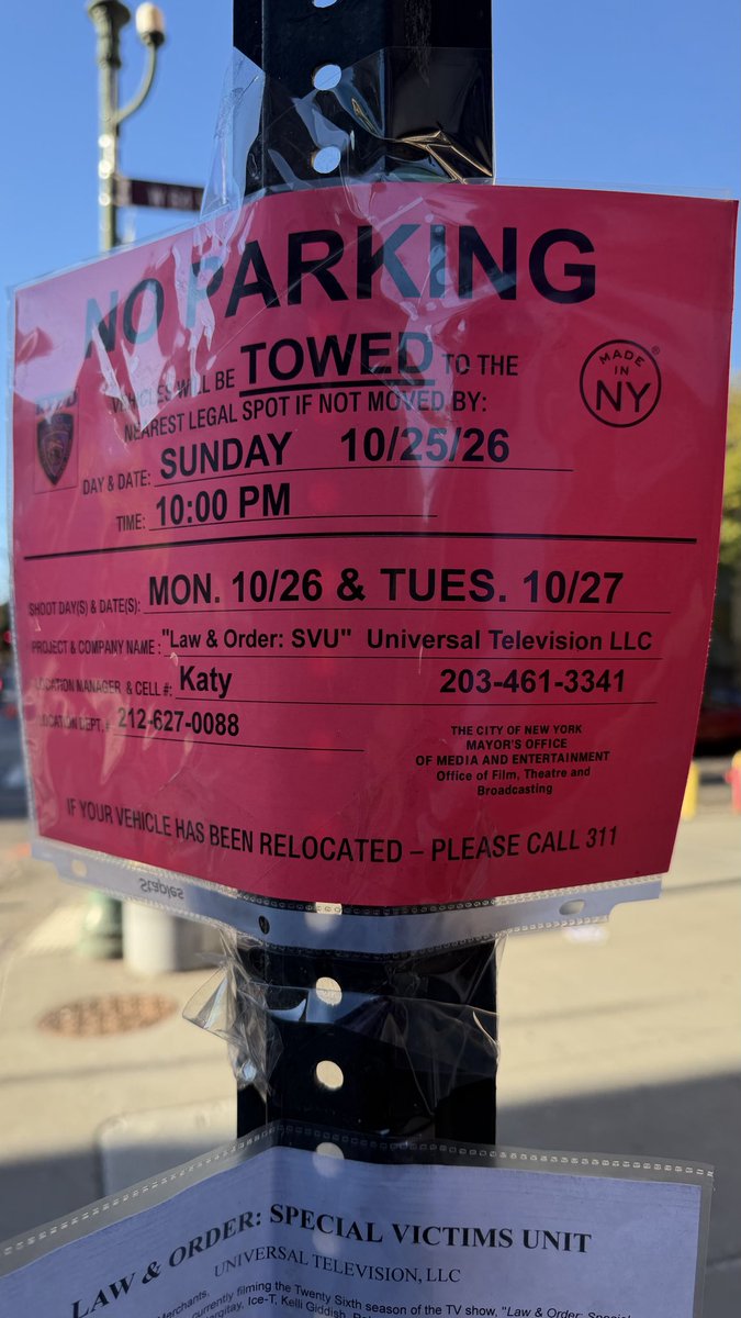 greenroomny's tweet photo. TV shoot: Law &amp; Order: SVU
Oct 26 &amp; 27
UWS 86th St
@olv https://t.co/GLPPg455nY