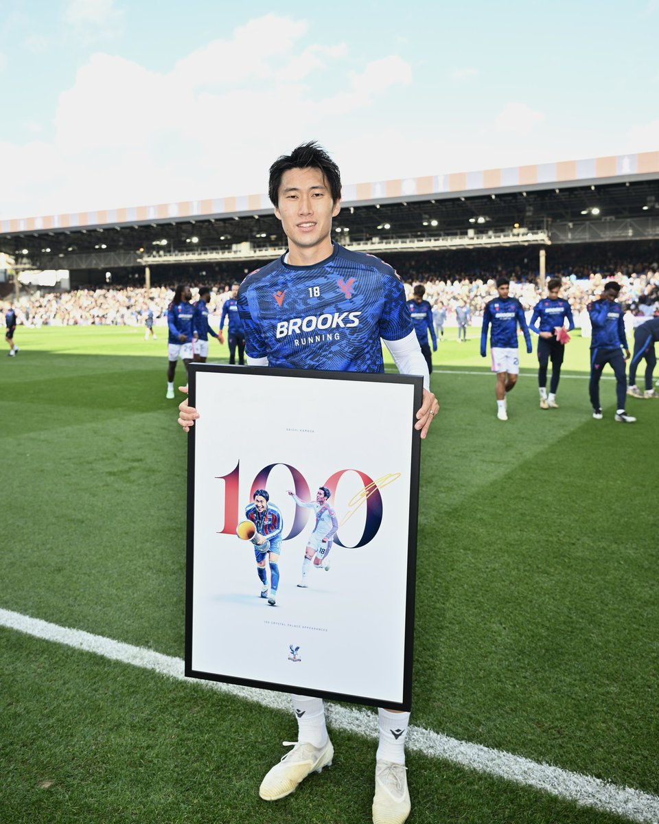 CPFC's tweet photo. 100 appearances in Palace colours ✅ 

Our Daichi Kamada 🇯🇵 https://t.co/esNfDs42v7