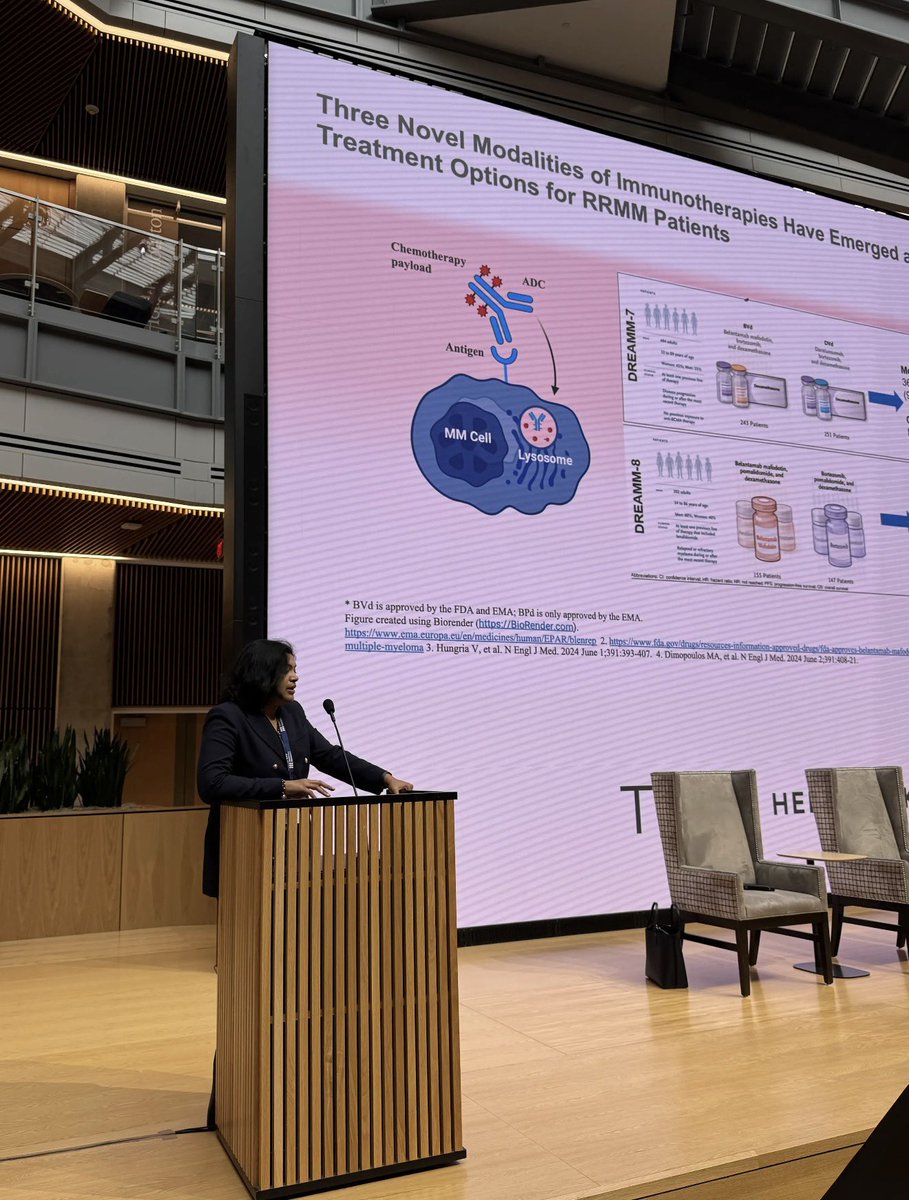 HealthTree's tweet photo. @MeeraMohanMD shares new myeloma immunotherapy strategies like antibody drug conjugates, bispecific antibodies and CAR T at the HealthTree Houston Roundtable. #mmsm https://t.co/Y53SkHhMsM