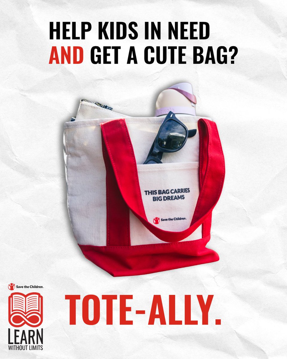 SavetheChildren's tweet photo. Want an exclusive Save the Children tote bag? 🎒📚

Raise $100 to help kids Learn Without Limits and we'll send one your way. Even better, your fundraiser will help provide books and learning opportunities for children, filling bookshelves and libraries across rural America.

Start your fundraiser today! https://t.co/z8MZVtGCjZ