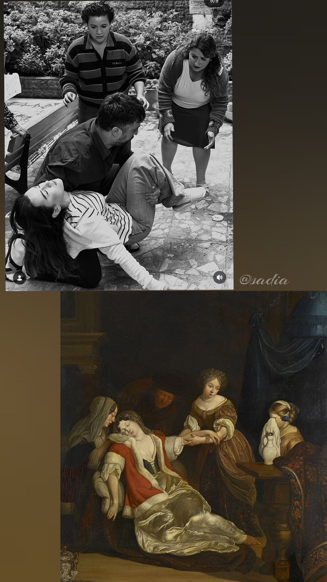 RT_Bd_Fan's tweet photo. Renaissance Fainting Meme. I love her sense of humour. 💙 
#CemreArda #nazliuncer #omurusta https://t.co/RXzud9GEf5