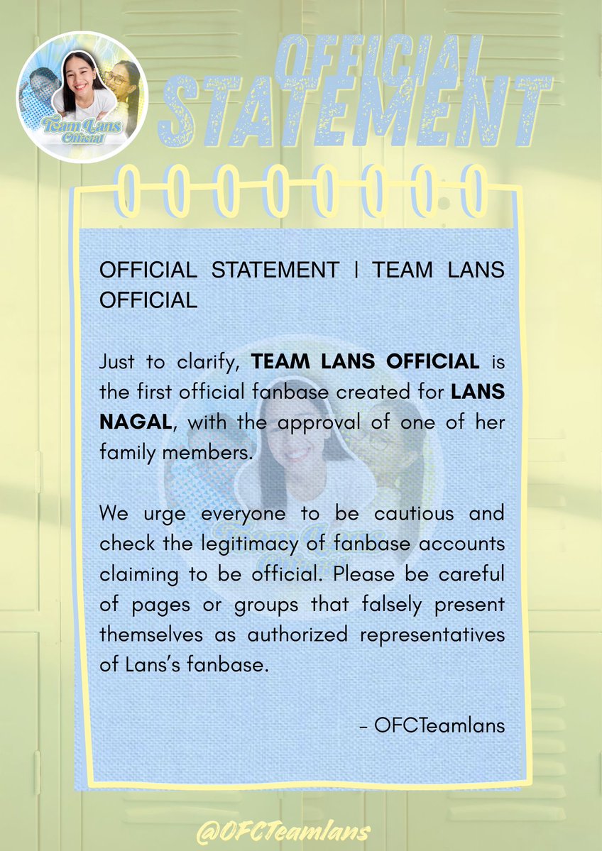 OFCTeamLans's tweet photo. Little clarification for everyone. 🩵💛

TEAM LANS OFFICIAL is here to support Lans Nagal throughout her PBB journey, with the approval of one of her family members. We hope everyone will remain vigilant and make sure to follow the right and verified fanbase accounts.

To everyone who wants to be part of our growing LANShines family, our DMs are always open! Feel free to message us if you want to join. You are more than welcome here, and we’d be happy to have you as part of our growing community. 🫶🏻

Thank you so much to everyone who continues to support Lans and show her love. We truly appreciate each and every one of you. Let’s continue to stand together, spread positivity, and support Lans all the way. 

Once a LANShine, Always a LANShine! ✨💛🩵

#LansNagal