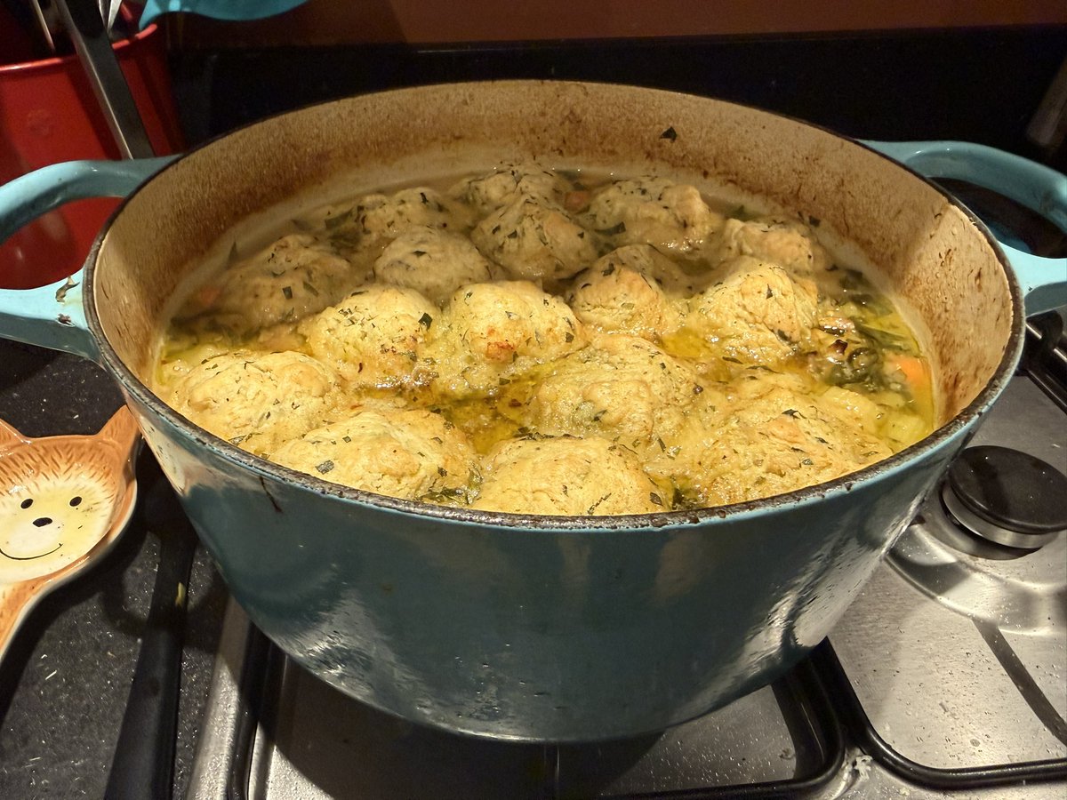KevinWilsonPR's tweet photo. Nothing better after two storms than a hearty chicken casserole with tarragon and mustard suet dumplings! https://t.co/wl9ciUuhhm