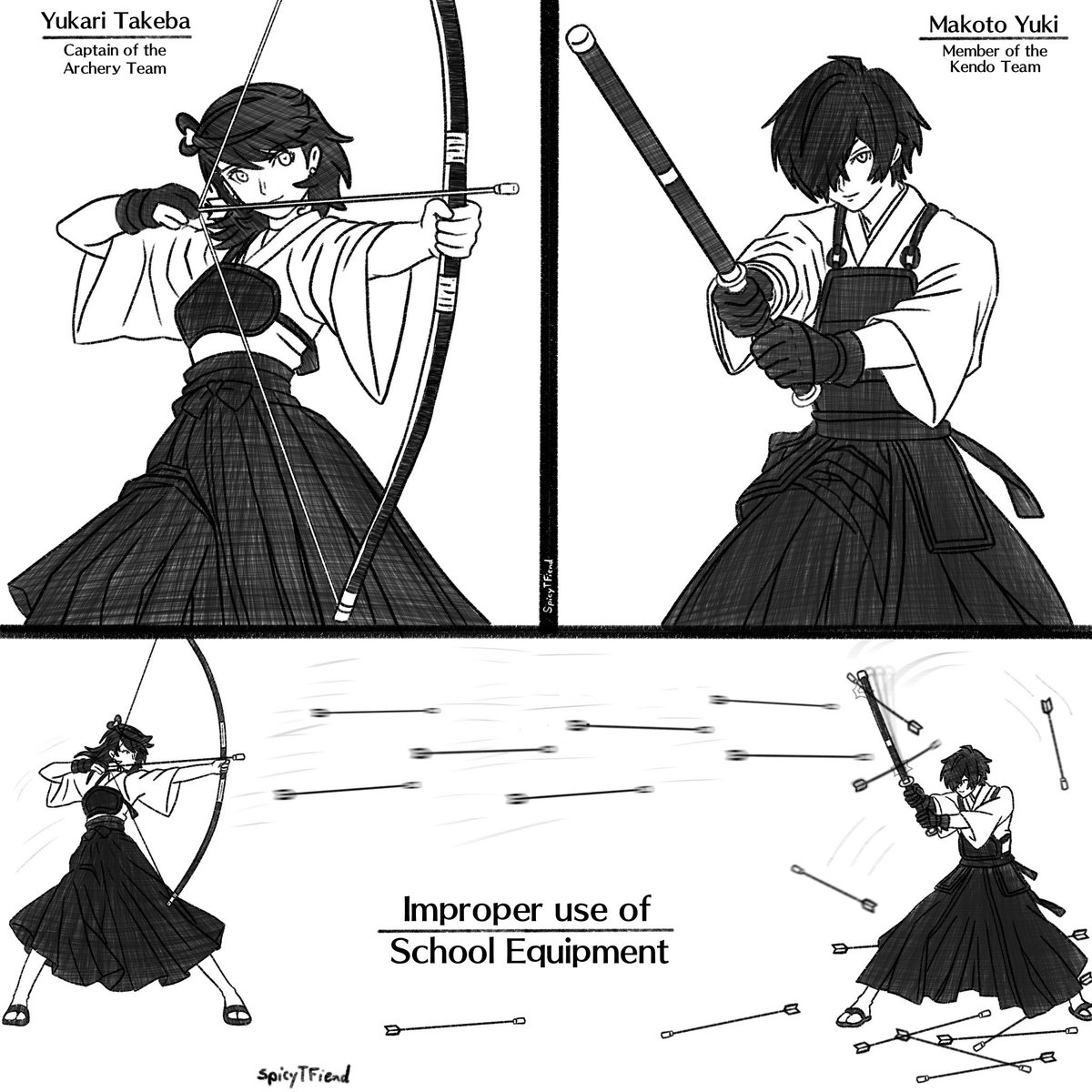 SpicyTFiend's tweet photo. #ShuYukaWeek2026 Day 6 - Sports

Sometimes Yukari and Makoto have extra time after extracurriculars to goof off under the guise of combat training.

#ShuYuka #Persona3 https://t.co/a15IDKdvcv
