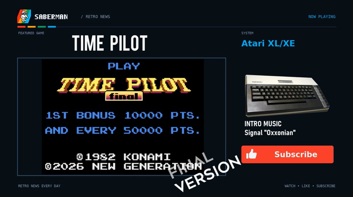 SabermanYT's tweet photo. Atari XL/XE -=Time Pilot=- final version
https://t.co/pZA0UJVV3R
#atari #retronews #retrocomputing #indieretronews https://t.co/sMgBnCm1xd