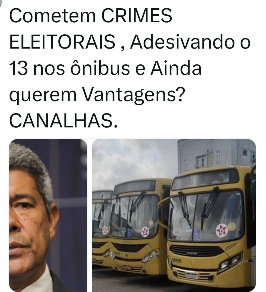 ALBERTOIANNUZZ6's tweet photo. 🚨CRIME ELEITORAL DO PT🚨 76 ônibus adesivados com 13. E eles estão reclamando que os ônibus deveriam rodar tranquilamente. https://t.co/AjKvs4FLbB