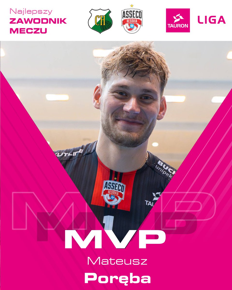 TAURONLiga's tweet photo. Mateusz Poręba najlepszym zawodnikiem meczu @ChKSChelm z @AssecoResovia! 🏆 https://t.co/LYlK42FDGz