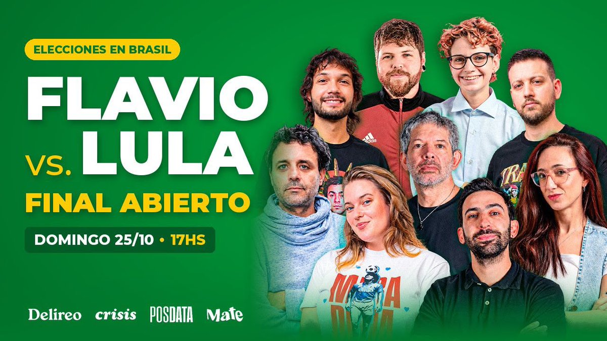 Posdata_ar's tweet photo. A partir de las 17 horas nos encontramos en este multistream junto a @somosdelireo @somosmatear y @CrisisRevista para cubrir las elecciones en Brasil con análisis de los datos y qué representa esto para Argentina y la región.
¡Sumate al domingo electoral!

https://t.co/IrwYCjrbiZ https://t.co/EK1Lo5aFpk
