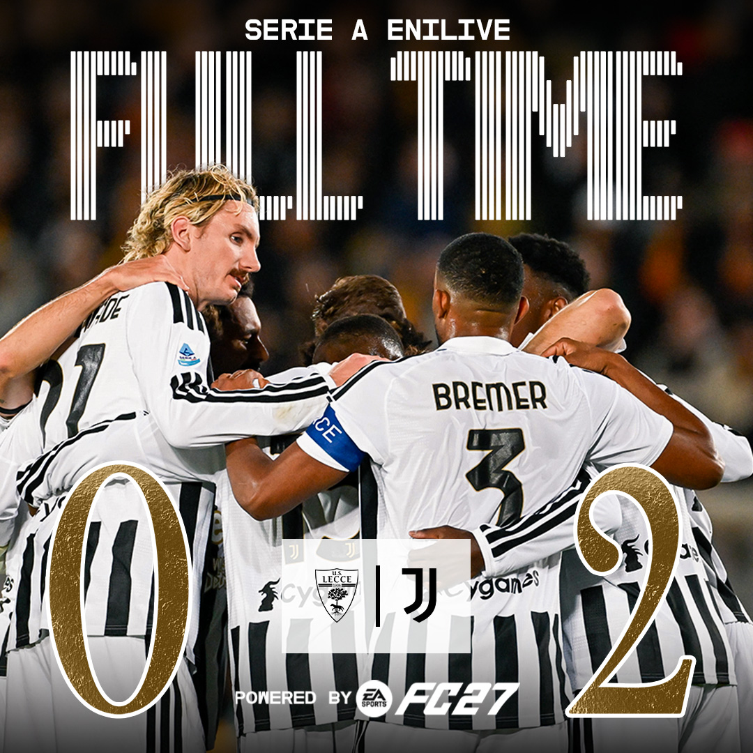 juventusfc's tweet photo. FT |⌛️| Due gol e successo in trasferta ⚪️⚫️

@EASPORTSFC @easportsfcit

#LecceJuve https://t.co/PNiJ9WytOu