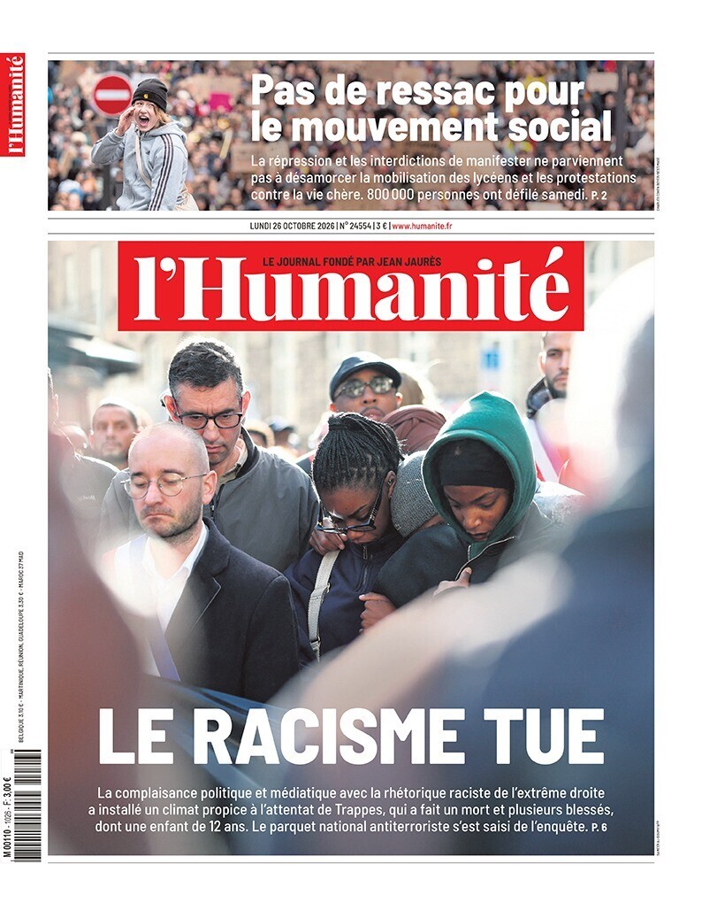 humanite_fr's tweet photo. L’Humanité du 26 octobre - Le racisme tue

📰 https://t.co/qbe8DXg0zt https://t.co/fLOsROtPhA