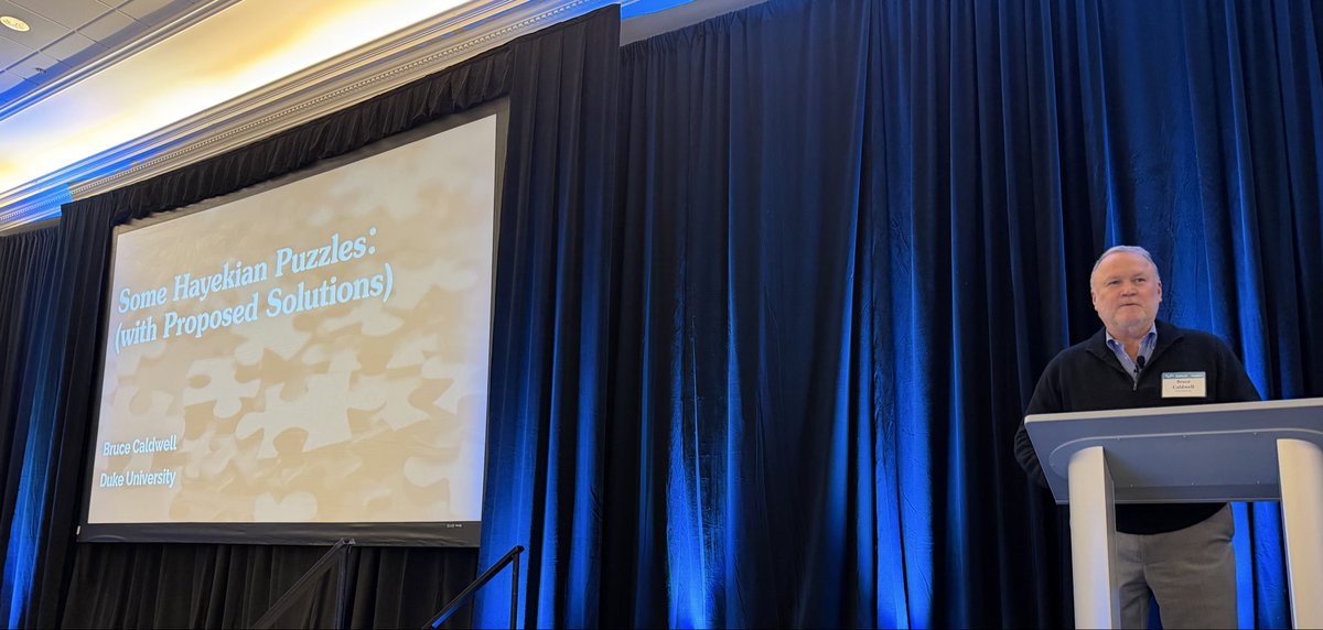 PeterBoettke's tweet photo. Markets &amp; Society 2026 final keynote. The great Bruce Caldwell. https://t.co/jKnKEGlP1Y