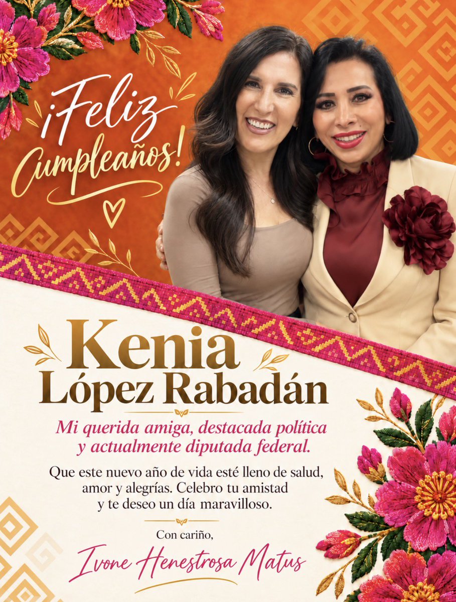 HenestrosaMatus's tweet photo. 🌺 ¡Feliz cumpleaños, mi querida @kenialopezr! Hoy celebro tu vida y la alegría de contar con tu amistad. Te admiro como mujer y como destacada política.
Deseo que este nuevo año de vida te regale salud, amor y muchas razones para sonreír.
¡Te mando un abrazo enorme! 💐✨ https://t.co/R1e6w9XkcV