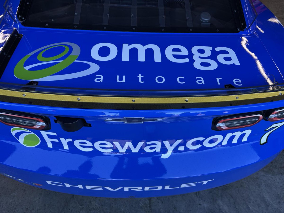 OmegaAutoCareHQ's tweet photo. A little behind-the-scenes look from Talladega today, courtesy of our Co-Founder and COO, Brian Fox.

Great to see Omega Auto Care on the No. 7!

#NASCAR #Talladega https://t.co/HSQ0P9AIIz