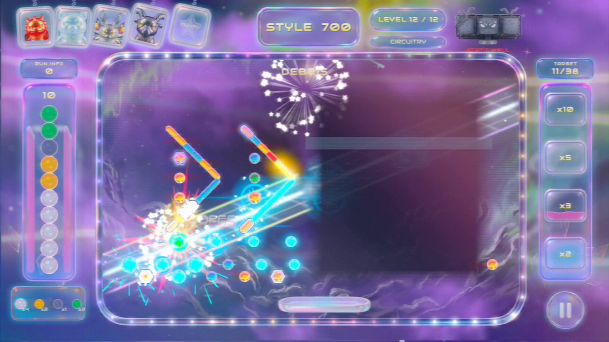 LoopLogicGames's tweet photo. @JacobIndieAdv one of the bosses in my peggle x balatro roguelite, it hides half the pegs from you :) demo's in next fest https://t.co/aFvS8E3kjG