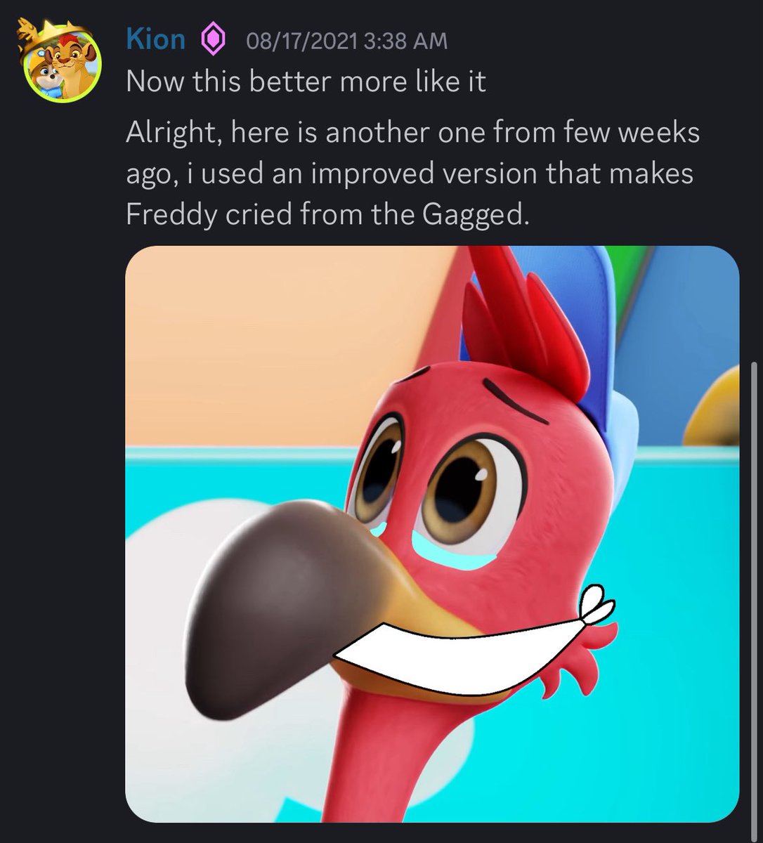 SomeMusicalKid's tweet photo. I’m genuinely tired of the harassment I’ve been getting from this guy for AN ENTIRE FUCKING YEAR. This is a thread exposing all of the shit that @Chip_Cockatoo hopper Robogobo or whatever the hell his name is now has done. STARTING with drawing bondage of children show characters https://t.co/qpMuVmx5h3