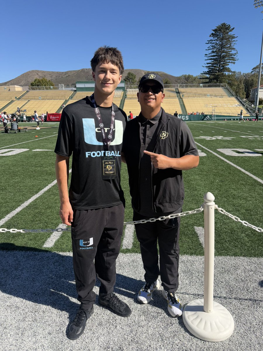 TDietrich_12's tweet photo. Thank you @calpolyfootball for having me yesterday at your game against Utah Tech. Great to get some real world advice from @CoachRomeroCP, about being who I am and living in the moment. 

@LeftCoastAthl @CoachDanny10 @CoachRomeroCP @CoachRRouse @AnthonySoto_CP @CoachSawyerS @Daygofootball @CenturionFB @NateRozzelle @ReidSinnett @SDProspectsFB @SDPrepInsider @QBHitList