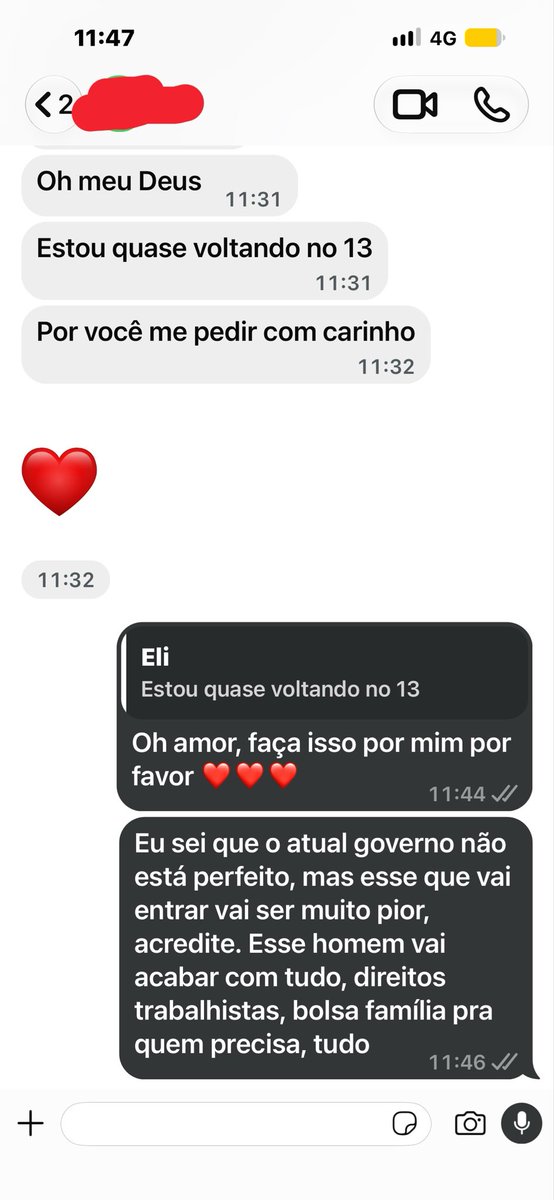 silvaa_daniel20's tweet photo. Silêncio, estou virando o voto da minha ex patroa e amiga de última hora ❤️⭐️

#HojeEuVoto13 #LulaPelaDemocracia https://t.co/FlGog0fxg2