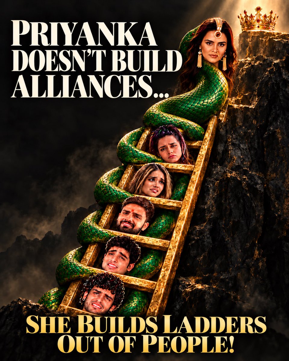 AJ_CLipss's tweet photo. PCC calls them allies, uses them as rungs and her FD calls it a “solo journey.” 🐍🪜
#PriyankaChaharChoudhary #RiseAndFallS2 #NiharikaTiwari https://t.co/EvQfADFmZ3