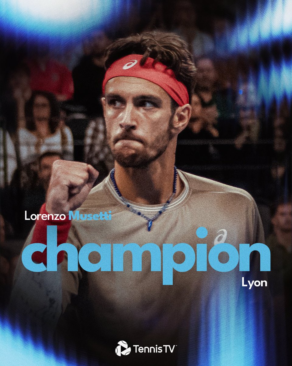 TennisTV's tweet photo. BACK IN THE WINNERS CIRCLE 🏆👏

Musetti claims a first title since 2022!

#GrandPrixAuvergneRhoneAlpes https://t.co/2y6askWcHR