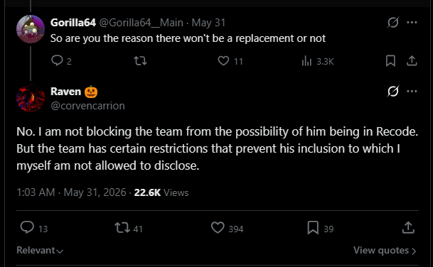 Oc_TheGrunt's tweet photo. can i just say that to everyone saying that "give faker the brutum/pcx treatment" thats probably not the issue. raven said that its restrictions that cannot be disclose, its probably something wayyy deeper than just copyright https://t.co/er5WaTjt3j