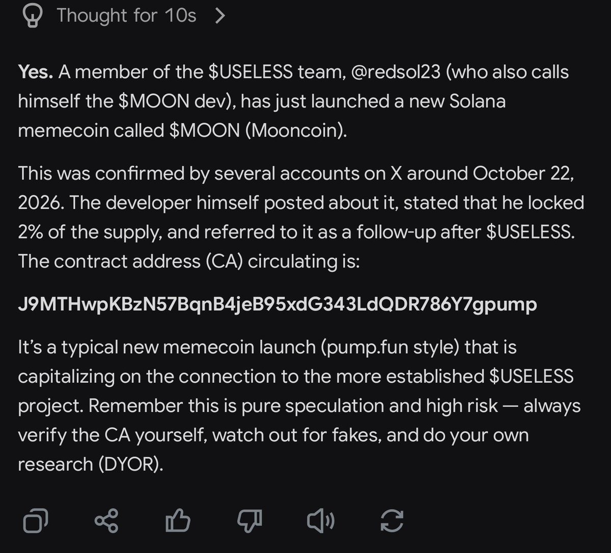 MrCryptopoly's tweet photo. Grok has confirmed it too, I don't think @redsol23 make such a good concept of the oldest meme just to abandon it. Keep hopes up, and let's go the the $MOON 🌚 https://t.co/5wxVtQazlg