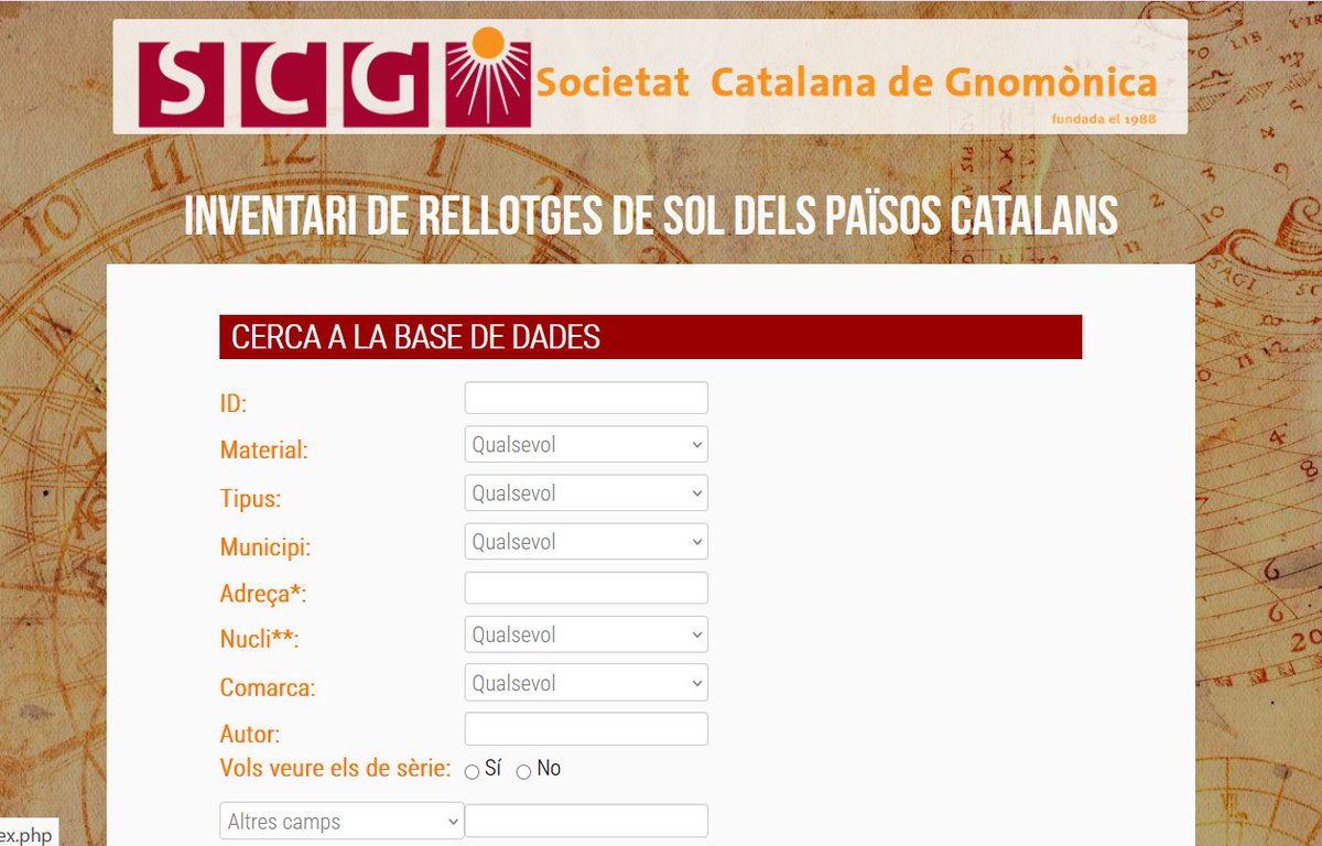 amadeupons's tweet photo. #Bones_fonts «Inventari de rellotges de sol dels Països Catalans» Guia de rellotges de sol dels PP CC. Cerca possible per diversos camps (localitat, comarca, material, autor...). Amb foto, mapa i descripció. Per la Soc. Catalana de Gnomònica, des de 1988. 
https://t.co/wHXRv6fqEL https://t.co/EzKAa62TlR