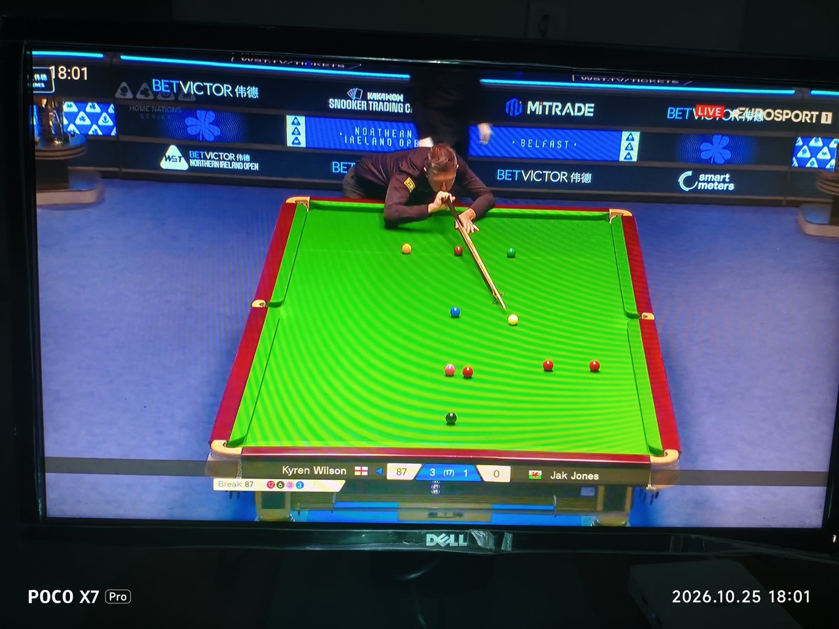 MrJokerAntiall's tweet photo. #NIOpen | @BetVictor
Kyren Wilson vs Jack Jones
Go go
#TheWarrior @KyrenWilson #KyrenWilson
@TWSportsManager
#Snooker #ILoveSnooker⚪️🔴⚫️
#Final #Firstpart| @johnstonesuk
@WeAreWST
❗ MrJokerAntiall ❗
💫🪁🎭🦀🌾✌️🐾🃏 https://t.co/oLX2u9FhWq