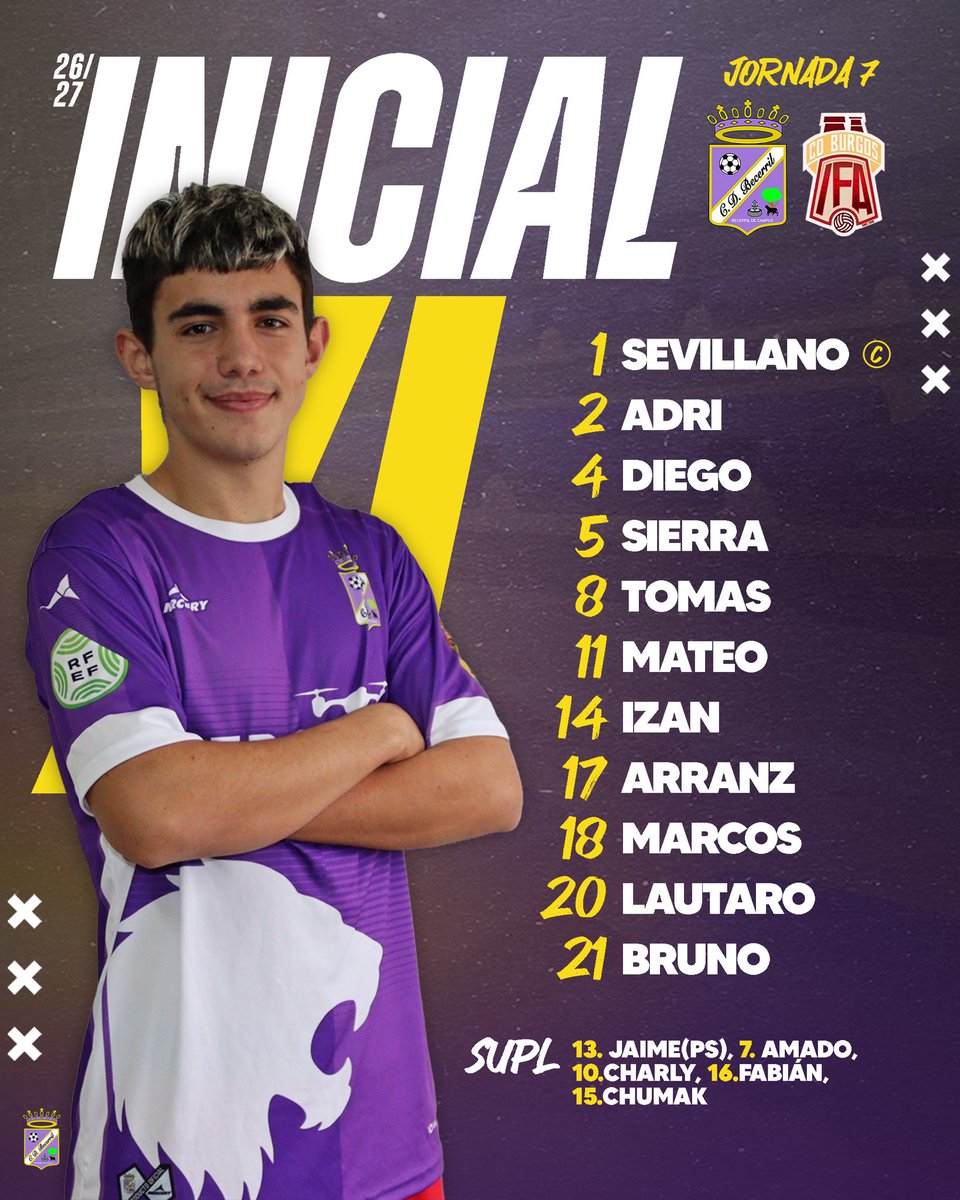 cd_becerril's tweet photo. 👥|| Este es nuestro once inicial para el encuentro de esta tarde frente al Burgos IFA 

#VamosBece https://t.co/5ABbKkHfV8