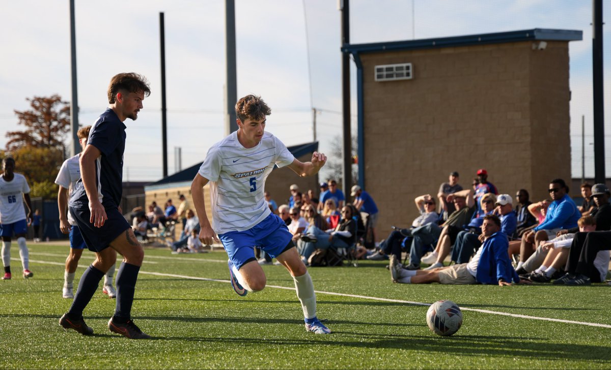 SpaldingMSOC's tweet photo. Moving towards the postseason ⚽️🚦

Another point at home! A Senior Day draw against Lyon College officially brings the Golden Eagles into the playoffs. #SUMS https://t.co/WRsw6p12qS