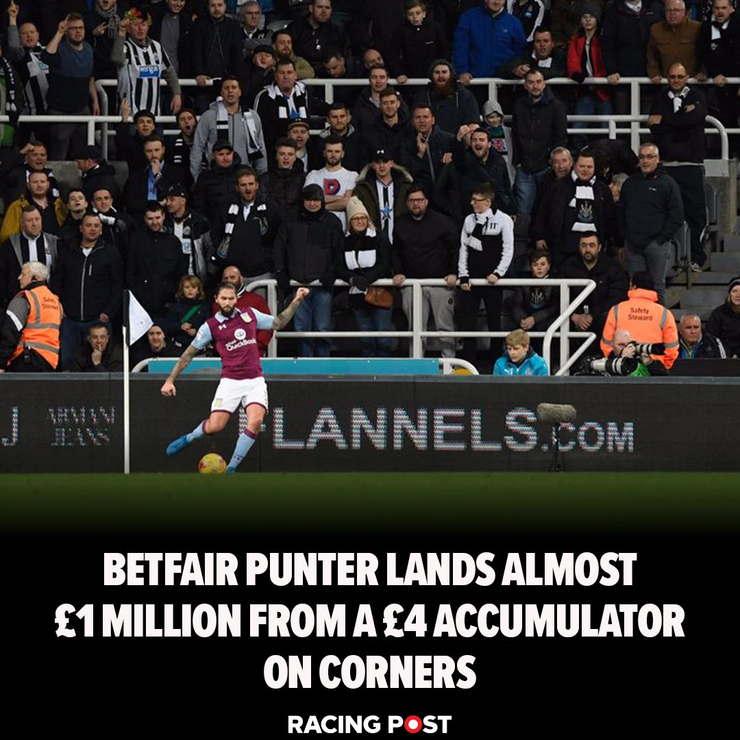 RacingPost's tweet photo. 🗣️ "It doesn't seem real"

A Betfair punter has won nearly £1 million after a £4 accumulator bet on the number of corners in English football matches came off in extraordinary fashion on Saturday

🔗 https://t.co/VX4bmpGtOS https://t.co/RQEvMKgVmW